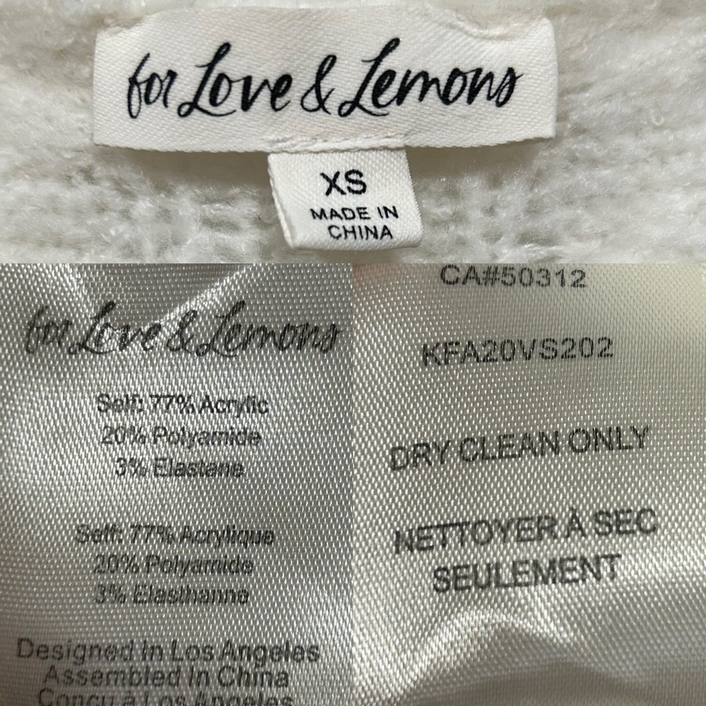 For Love and Lemons Billie Cardigan White Boho Chic Cropped Cable Knit  XS - Picture 5 of 11